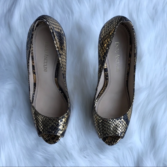 ✨Enzo Angiolini Eatanen heels. Black &Gold. 5 inch - Picture 4 of 8